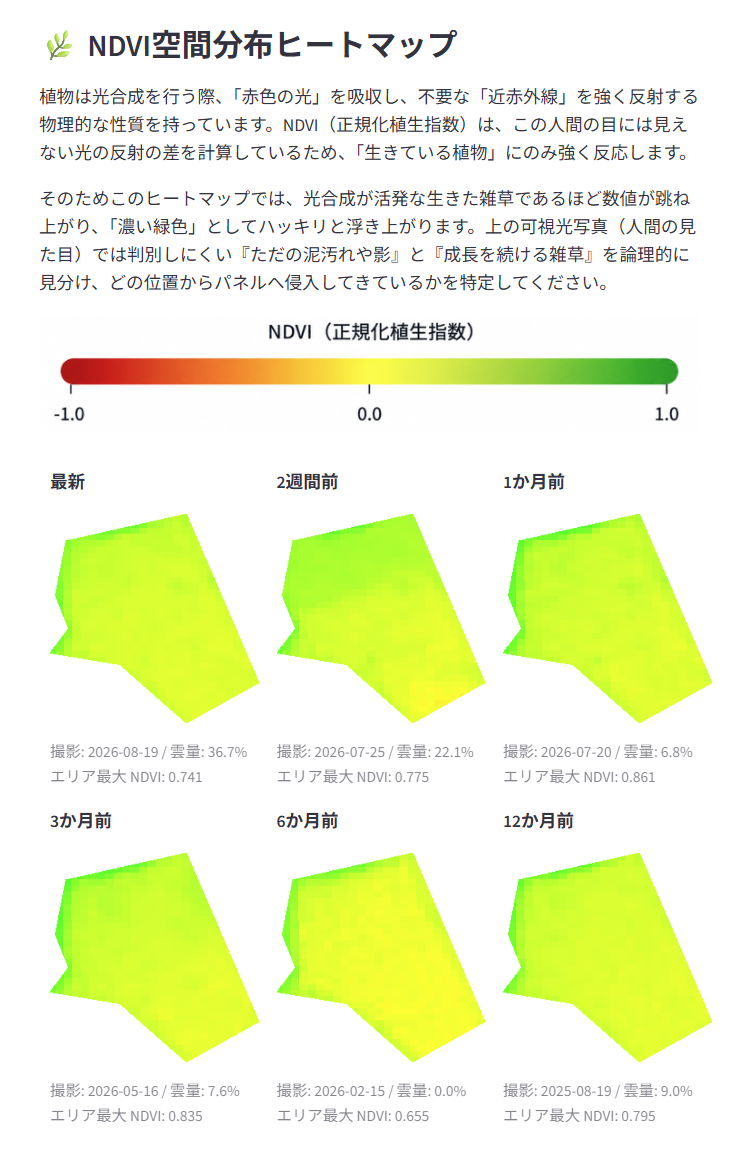 茨城県の太陽光発電所 NDVIヒートマップ