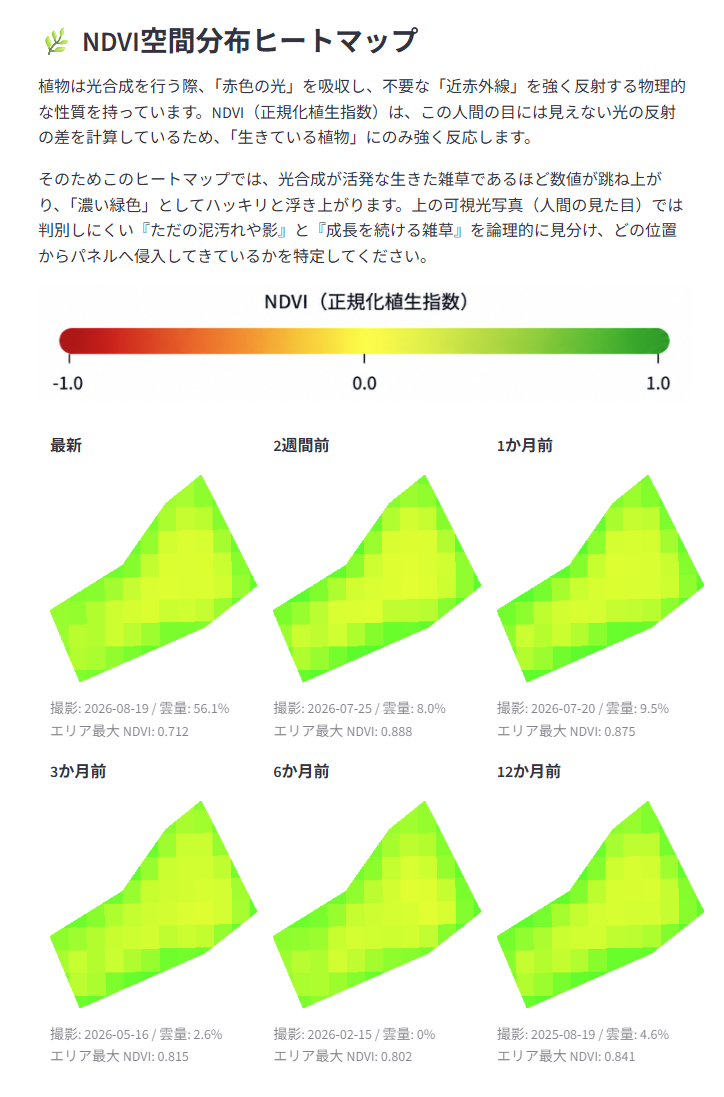 埼玉県の太陽光発電所 NDVIヒートマップ