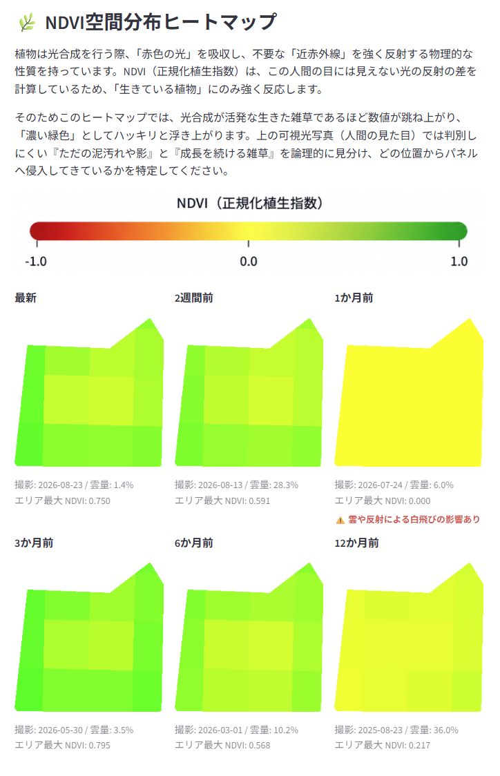 大分県の太陽光発電所 NDVIヒートマップ