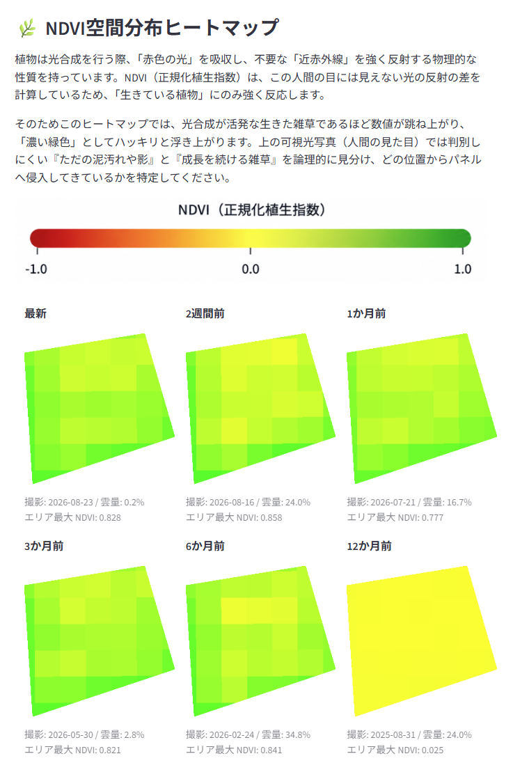 沖縄県の太陽光発電所 NDVIヒートマップ